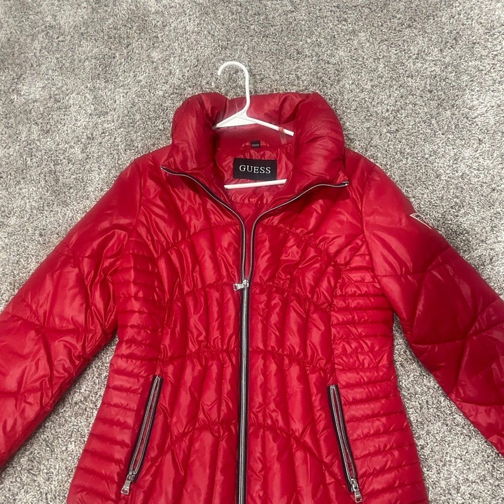 GUESS Women's Vibrant Red Puffer Jacket